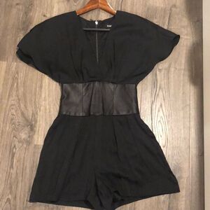 Bebe Real Leather & Modal Faux Silk Kimono Style Romper XXS / XS